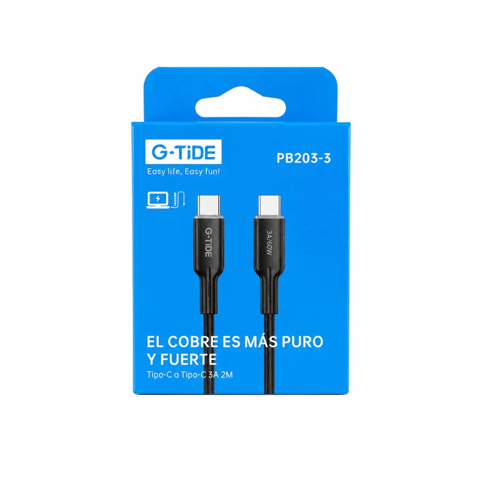 Cable G-TiDE Tipo C a Tipo C 60W 3A 2M PB203-3 