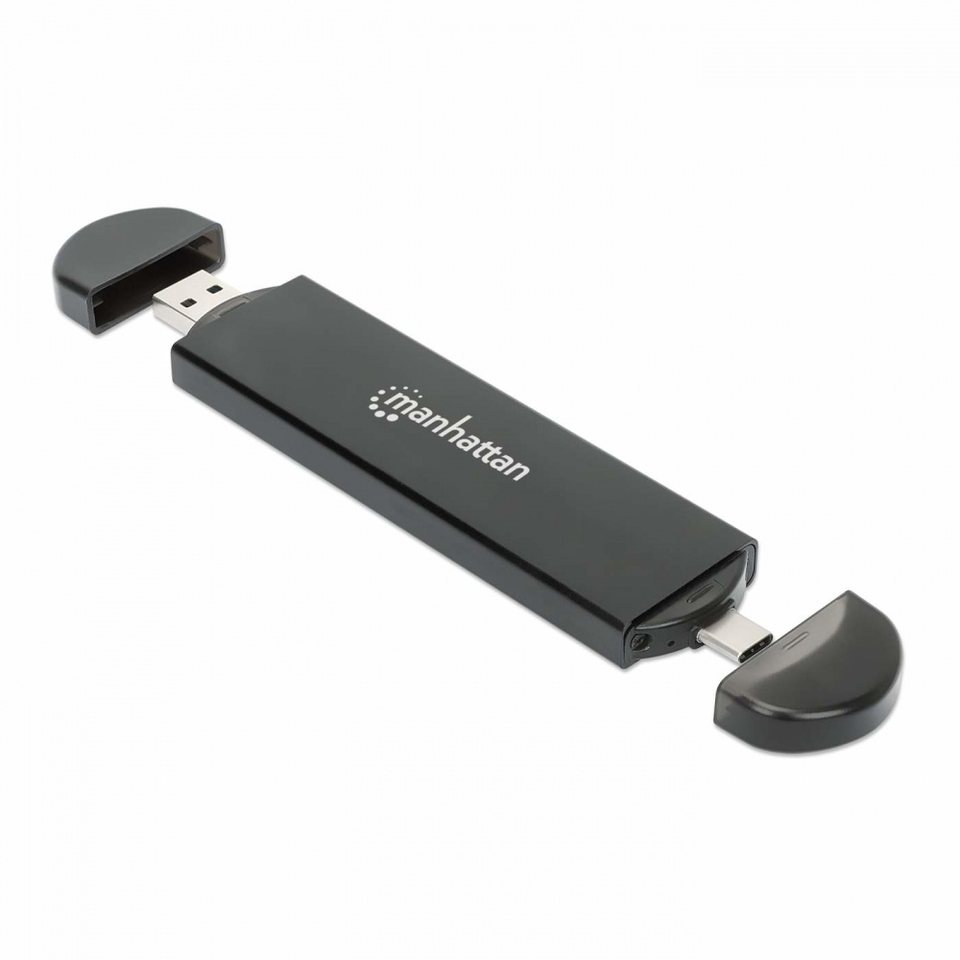 Manhattan Gabinete de SSD M.2, USB-A/USB-C, Negro 