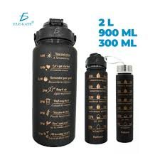 KIT DE 3 BOTELLAS COLOR MATE PARA AGUA CON FRASES MOTIVACIONALES ELE-GATE VAS.41 COLORES
