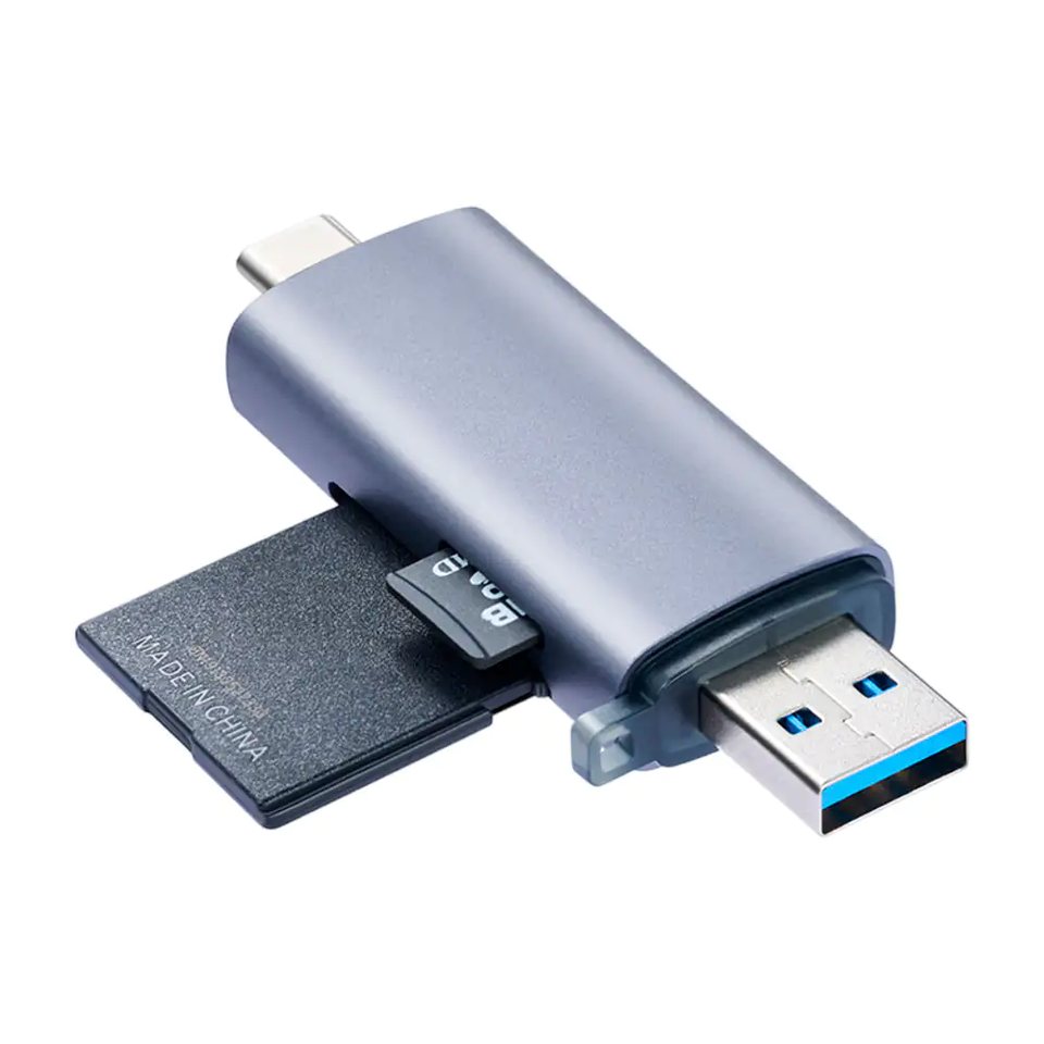 Adaptador 3 en 1 lector de tarjetas sd y microsd de doble salida usb-c y usb
