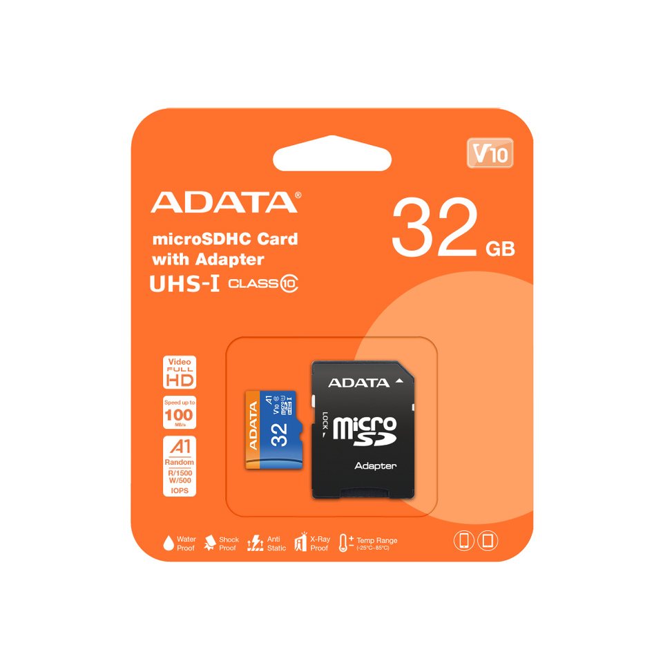 Memoria Flash Adata AUSDH32GUICL10A1-RA1, 32GB MicroSDHC UHS-I Clase 10, con Adaptador