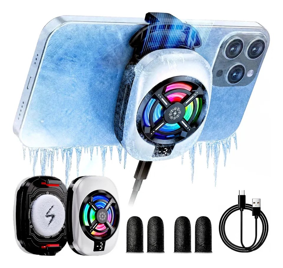 Gievuleo Enfriador Celular Ventilador 4 Fundas Para Dedos Usb Cooler Ventilado Equipo Blanco Enfriamiento Rapido Portatil