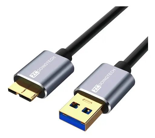 CABLE ZCGOINGTECH USB 3.0 DE DISCO DURO EXTERNO MACHO A B MICRO DE 0.5 MTS GRIS