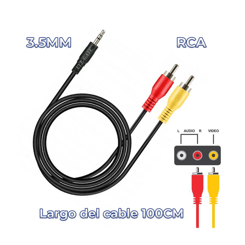 CABLE DE AUDIO RCA A AUX 3.5 MM 1.5 MT ELE-GATE WI.184