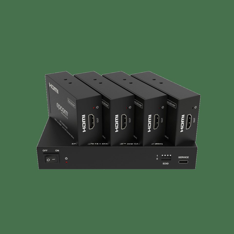 Splitter HDMI 1x4 | 4K@60Hz a 60m | 4K@30Hz a 70m | Cable Cat6| EDID | HDCP 2.2 | Salida Loop