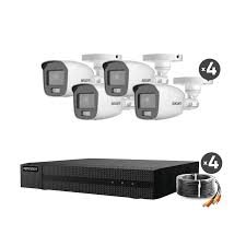 Kit TurboHD 1080p / DVR 4 Canales / 4 Cámaras Bala ColorVu con Micrófono Integrado / Fuente de Poder / Accesorios de Instalación