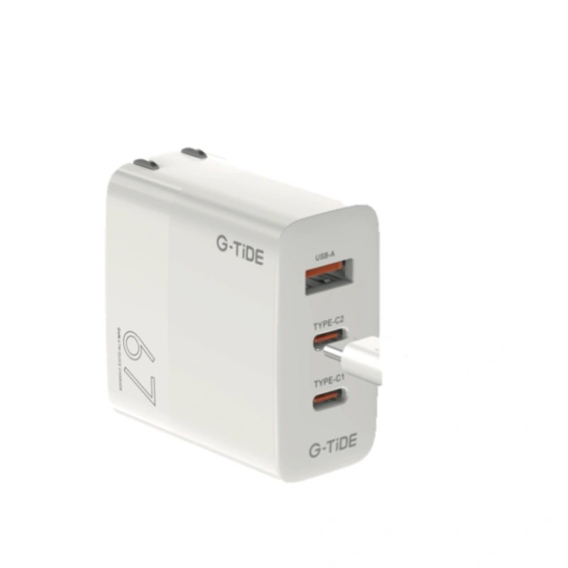 Cargador cubo G-TIDE GO67 PD 67W Salida USB-2 TIPO C BLANCO