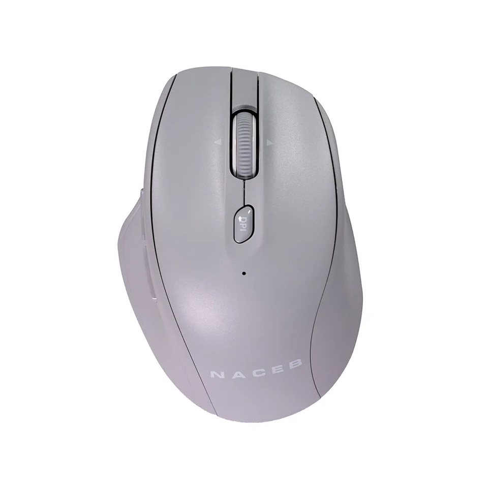 MOUSE ERGONÓMICO NACEB NA-0139G, INALÁMBRICO, ÓPTICO, 1.600DPI, BLUETOOTH/USB-A, GRIS