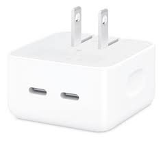 CUBO CARGADOR GENERICO APPLE DOBLE PUERTO TIPO C 35 W/ USB C+C BLANCO A2305