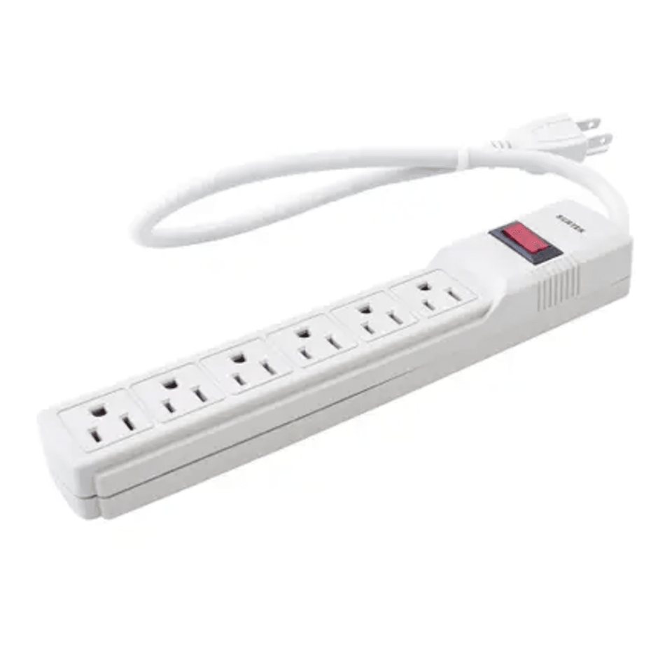 Multicontacto con Supresor de Picos 450 Joules, Voltaje de Entrada: 127 Vca NEMA 5-15P, Con 6 Salidas NEMA 5-15R. 