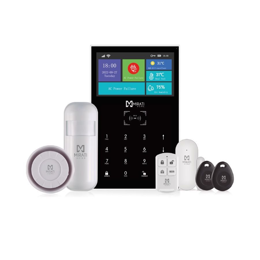 kit de Alarma Integral Smart Home Mirati Wifi Panel Táctil Sensor de movimiento Pantalla a Color Incluye Sirena Modelo MKA-01 