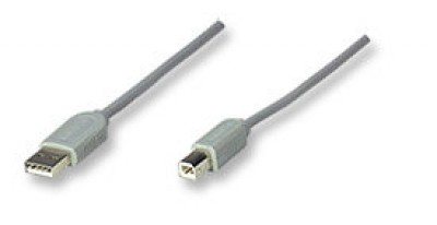 Cable USB para Impresora USB-A macho a USB-B Macho de 3mts Color Gris. Soporta velocidades de hasta 12 Mbps