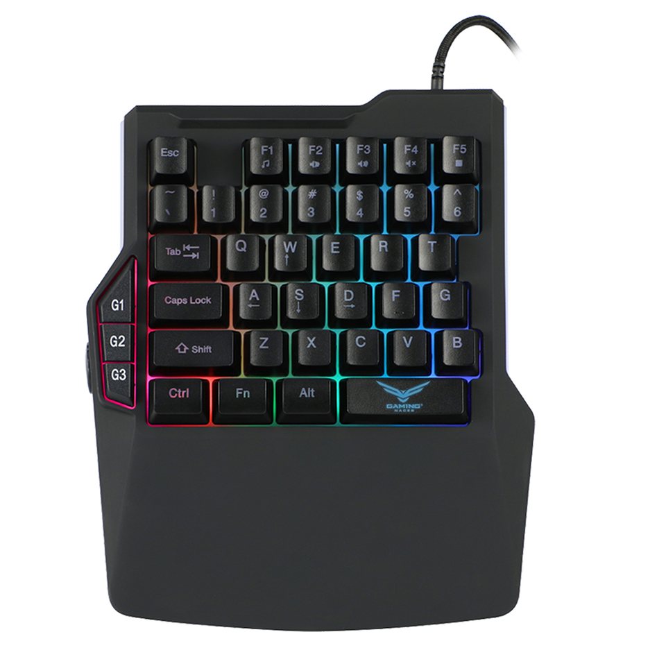 Teclado Gamer Naceb One Hand RGB / Macros configurables / USB - NA-0938