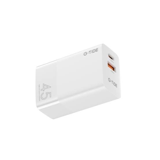 Cubo cargador g-tide, puerto usb c a usb a de 45 w + cable tipo usb c de 1 m Blanco