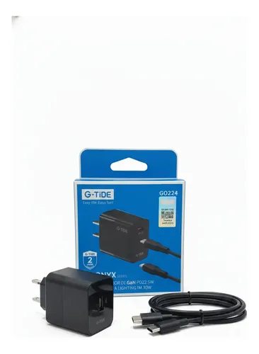 Cargador G-tide Tipo C A Lighting 22.5w Rápida 1metro Negro