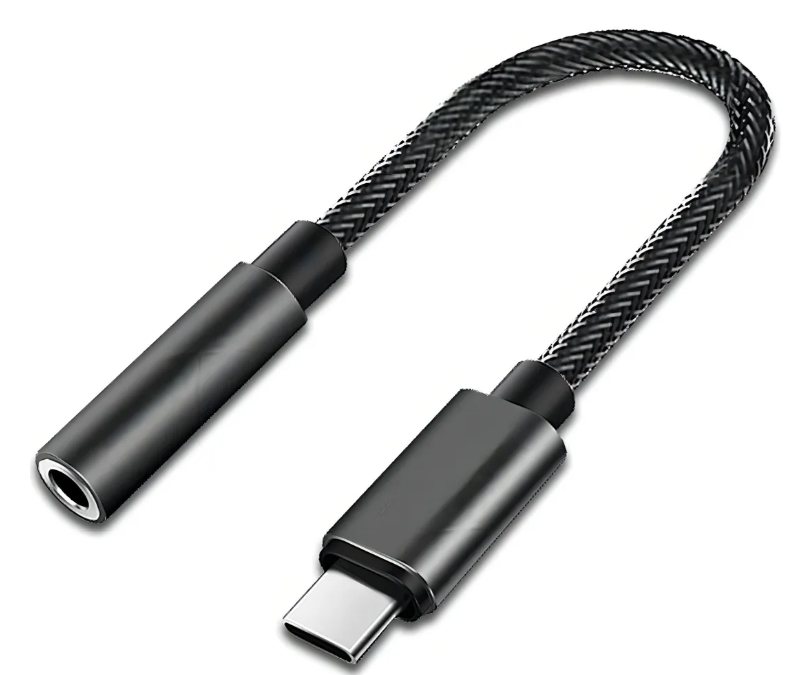 Adaptador Usb 3.1 Tipo-c A Auxiliar 3.5 Audifono Micrófono Color Negro