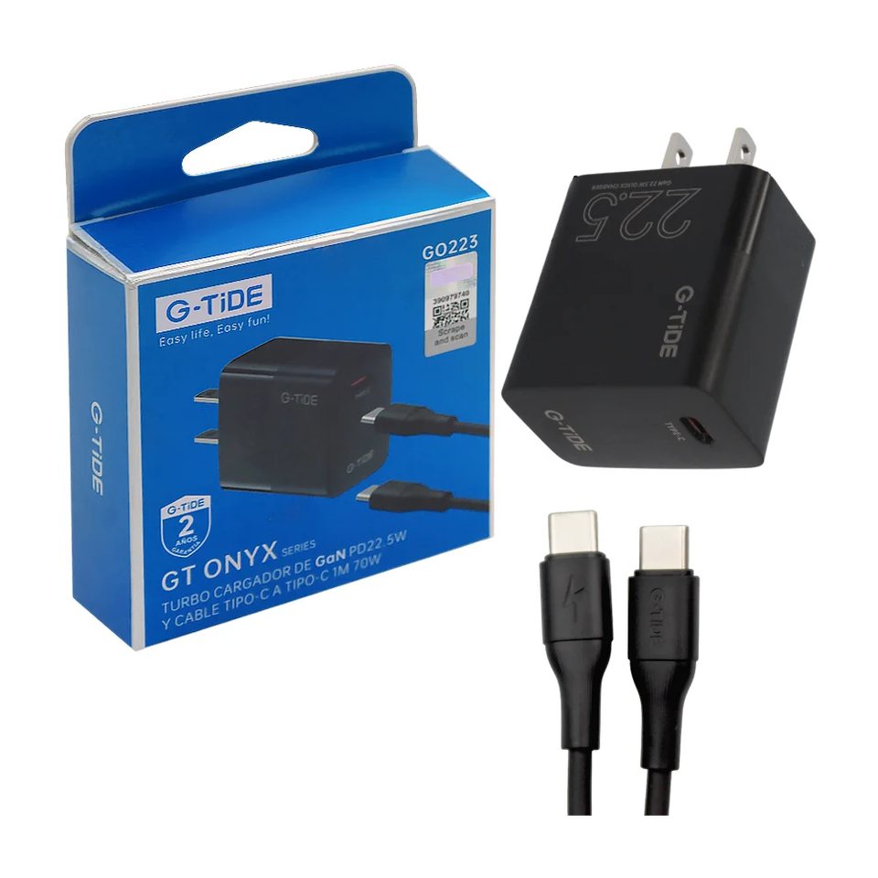 CARGADOR 22.5W CABLE C-C NEGRO GO222 / GO223 GTIDE 