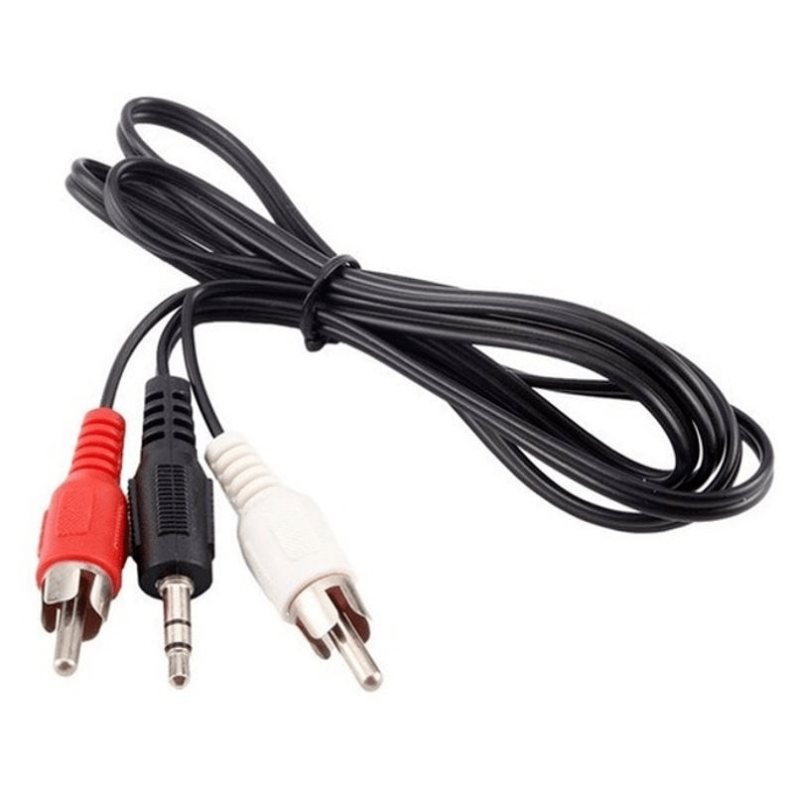 081-123 Cable tipo Y para Audio, 2 Plug RCA a 1 Plug 3.5mm, Estéreo, Largo 1.80 m 