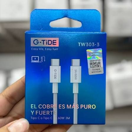 CABLE TIPO C A C 3M 60W GTIDE BLANCO TW303-3