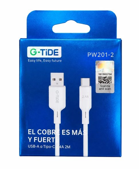 CABLE PW201-2 BLANCO USB-C G-TIDE