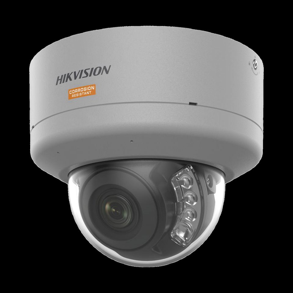 [Dual Light + ColorVu] Domo IP 4 Megapixel / Lente 2.8 mm / Polimero Anticorrosivo (Ideal para Zonas Costeras o Alta Salinidad) / 40 Mts IR + 40 Mts Luz Blanca / 2 Micrófonos Integrados / WDR 130 dB / IP68 / IK10 