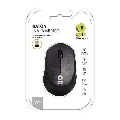 Mouse Ergonómico BRobotix Óptico 6000762, Inalámbrico, USB, 1000DPI, Negro
