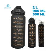 KIT DE 3 BOTELLAS COLOR MATE PARA AGUA CON FRASES MOTIVACIONALES ELE-GATE VAS.41 COLORES