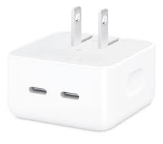 CUBO CARGADOR GENERICO APPLE DOBLE PUERTO TIPO C 35 W/ USB C+C BLANCO A2305