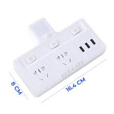 ENCHUFE DE PARED CON MULTICONTACTO ELE-GATE CH.10223 DE 2 ENCHUFES TOMACORRIENTES /3 PUERTOS USB /LAMPARA DE NOCHE