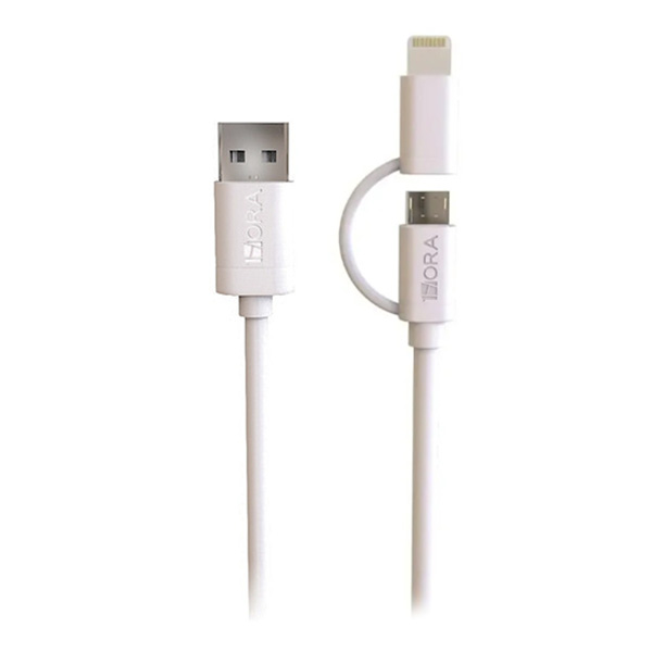 CABLE USB 2 EN 1 IPHONE/V8 CORTO