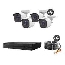 KIT TurboHD 1080p / DVR 4 canales / 4 Cámaras Bala de Metal / H.265+ / 1 Fuente de Poder Profesional / Accesorios de Instalación