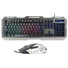 KIT DE TECLADO Y MOUSE GAMER NACEB ILUMINADO BASE METAL CYBORG NA-0911 KITNCB120
