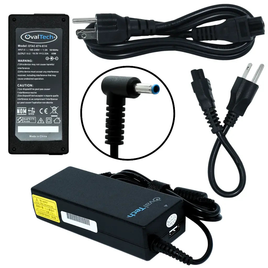 CARGADOR LAPTOP OVALTECH HP 19.5V-3.33A 65W E74-65W