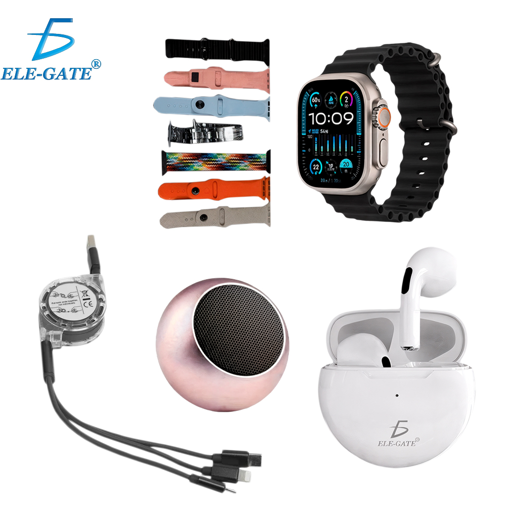 Kit smartwatch con 7 correas, audífonos, cable pulpo y mini bocina / wch.d99