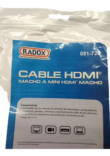 Cable Hdmi A Mini Hdmi,marca Radox