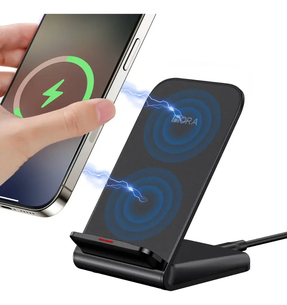 Cargador Inalámbrico Qi Carga Rápida 15w Compatible Para Ip Color Negro 