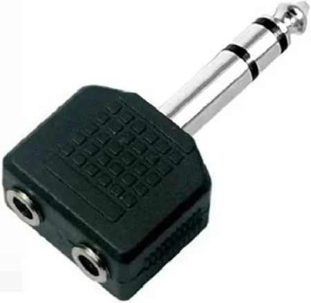 DIVISOR DE AUDIO Y PARA AURICULARES 2 ENTRADAS 3.5 MM A SALIDA 6.35 MM 705-110