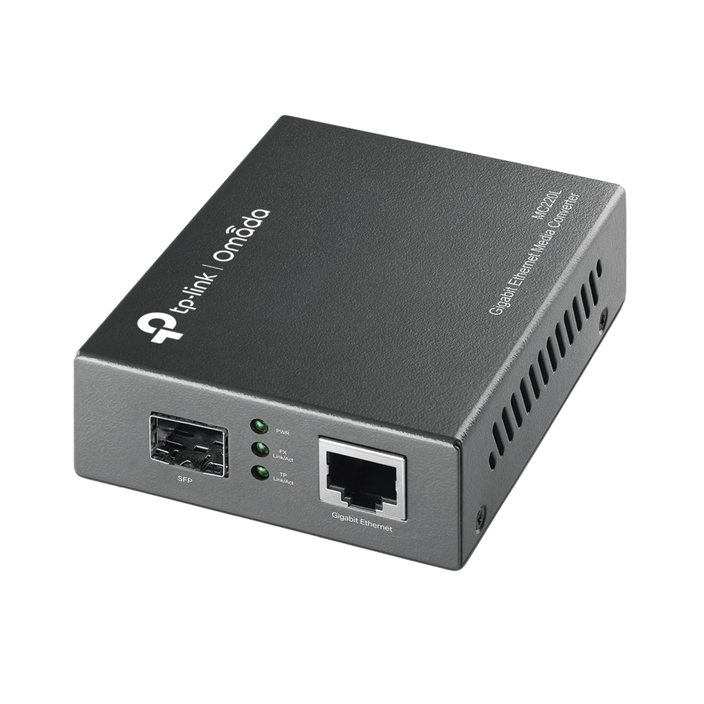 Convertidor Fibra Óptica Monomodo o Multimodo / 1 Puerto SFP 1000 Mbps / 1 Puerto RJ45 10/100/1000 Mbps / Plug and Play MC220L