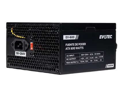Fuente de Poder Evotec EV-600 ATX, 24-pin ATX, 120mm, 600W 