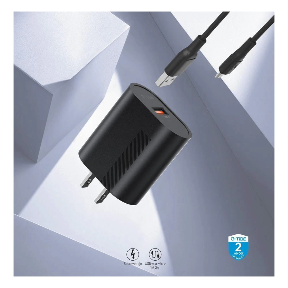 COMBO CARGADOR USB A MICRO NEGRO