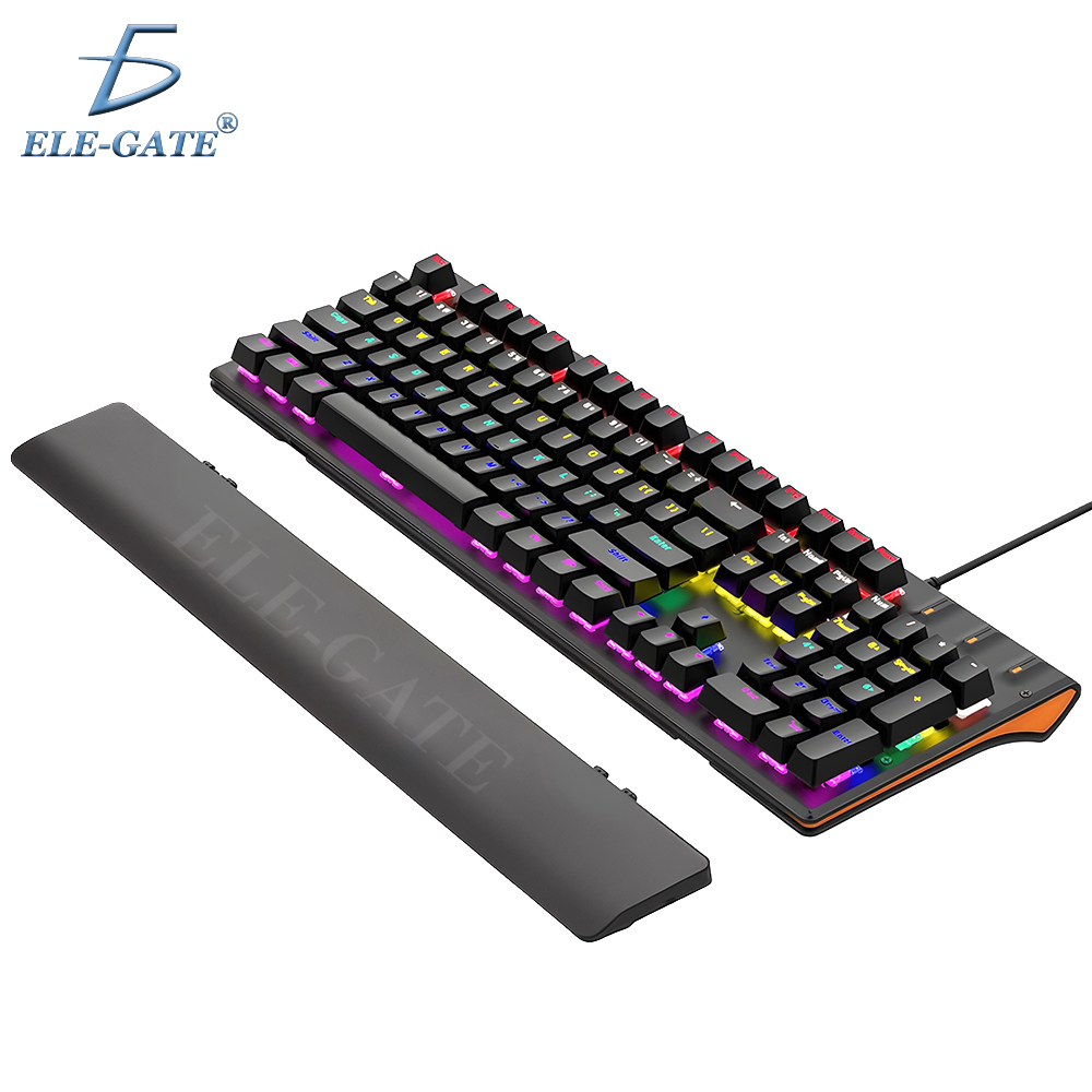 Teclado Mecánico RGB con Iluminación Multicolor con Base Ajustable y Reposamuñecas Extraíble 