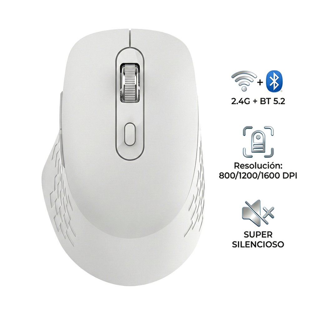 Mouse Inalámbrico Blanco y Negro Super silencioso 