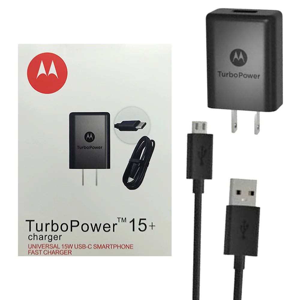 COMBO CARGADOR + CABLE MOTOROLA 15W MICRO USB V8