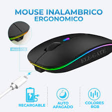 [07503049021379] MOUSE OPTICO ILUMINADO LED RGB RECARGABLE ELE-GATE WXMO.14 NEGRO