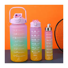 [07503050954529] KIT DE 3 BOTELLAS BICOLOR Y TRICOLOR PARA AGUA CON FRASES MOTIVACIONALES ELE-GATE VAS.40 COLORES