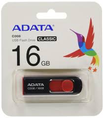 [4718050609604] MEMORIA FLASH 16 GB USB ADATA C008 NEGRO/ROJO