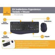 [615604201281] KIT TECLADO Y MOUSE INALAMBRICO ANTIDERRAMES PC-201281 CLICK SILENCIOSO/ERGONOMICO