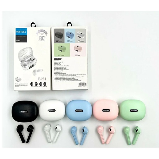 [6922040202814] AUDIFONOS INALAMBRICOS BLUETOOTH MANOS LIBRES MOREKA E-281 COLORES
