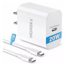 [6988230302030] COMBO CARGADOR MOREKA USB TIPO C 20W 3 A + CABLE USB C-C P-203