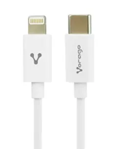 [7503038925237] CABLE USB TIPO C A LIGHTNING VORAGO CAB-125 CARGA RAPIDA 20W 1MT BLANCO